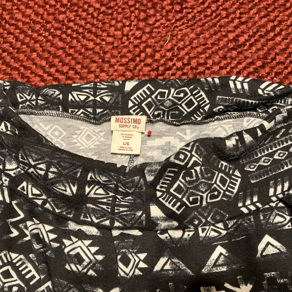 MOSSIMO Supply Co. African Print B/W MaxiSkirt with Foldable Waistband - Size L - Picture 2 of 4